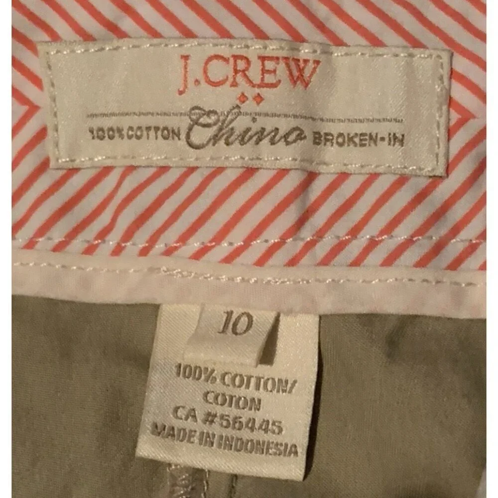 J. Crew Womens Chino Broken In Cotton Shorts Size 10 Beige Pockets